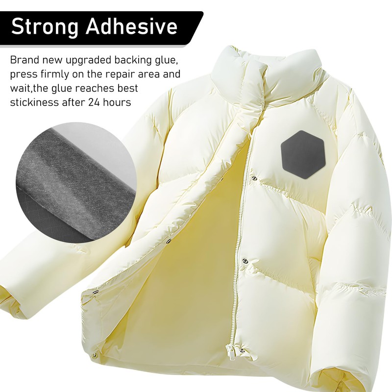 Down Jacket Repair Patches, Easy to Use, Pre-Cut, Self-Adhesive, Waterproof,