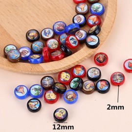 Rosfully 60pcs Mixed Virgin Mary Miraculous Medal Beads San Judas Charms Beads for Bracelets Our Lady Crucifix Beads for DIY Jewelry Making, Plastic, No Gemstone