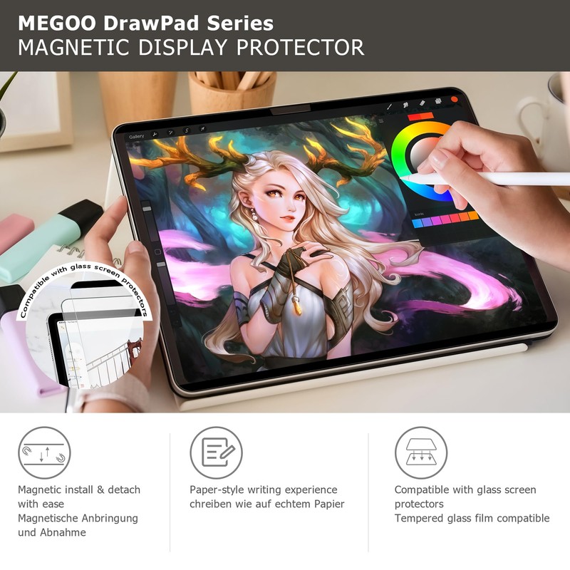 Megoo Magnetic Paperfeel Screen Protector for Surface Pro 12 Inch