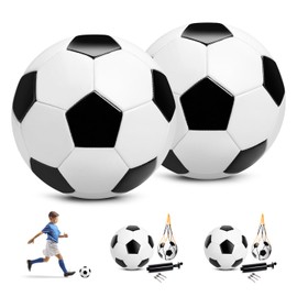 U&C Planet Kids Soccer Ball Size 4, 2-Pack Black White Classic Soccer Balls with 2 Pumps and 2 Mesh Bags, Great Gift for Boys Girls Ages 6-12, Indoor Outdoor Fun and Games