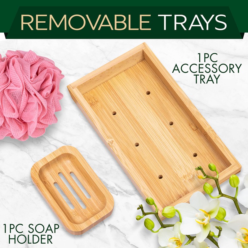 SereneLife Premium Bathtub Tray Caddy with Gift Box and Bow