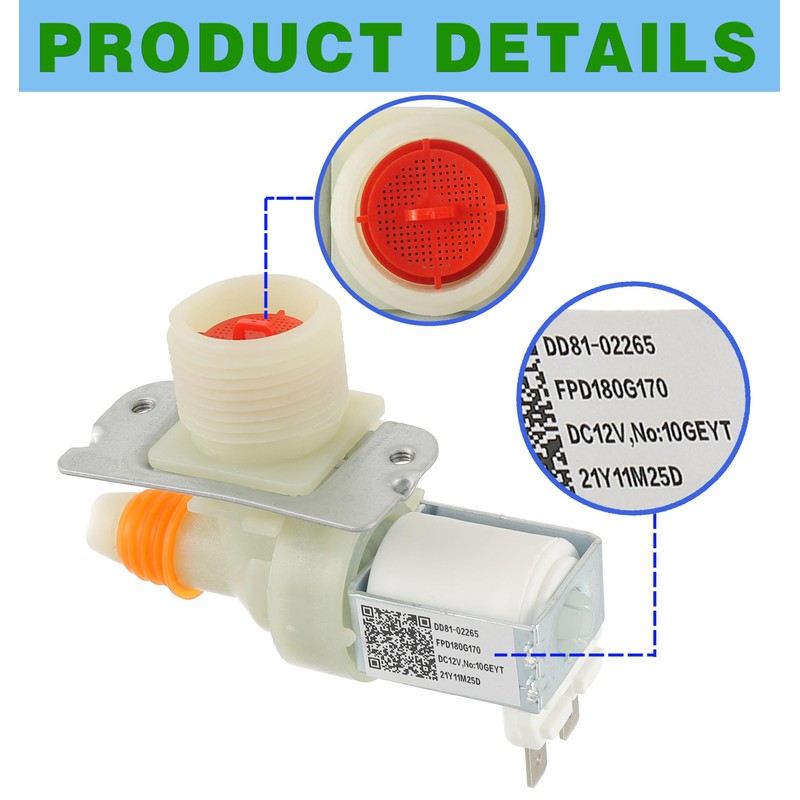 (Upgraded) DD81-02265A DD82-01588A Dishwasher Water Inlet Valve Fit for Dishwasher