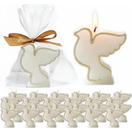 Caravela México 24 Velas Paloma Aromáticas Vainilla Francesa Espiritu Santo con Destellos Dorados para Baby Shower, Bautizo, Boda Recuerdos Religiosos