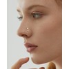 COCHARM 14K Solid Gold Sparkling CZ Dangle Nose Stud 20g