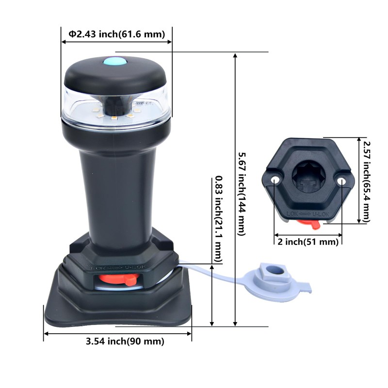 CLGMarine Kayak Battery Portable Navigation LED Lights Multi- Adaptors 3AA