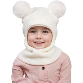 DRESHOW Kids Winter Warm Hat Scarf Baby Earflap Beanies Hood Pom Pom Toddler Hat Windproof Balaclava Kids 1-6 Years