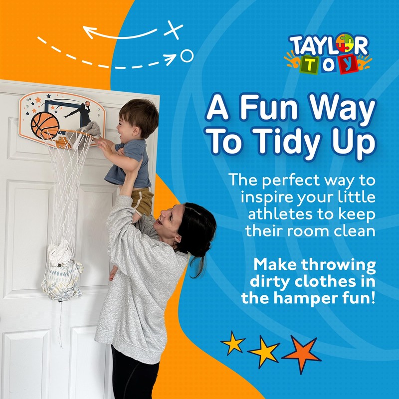 Taylor Toy Over the Door Hanging Laundry Hamper – Basketball
