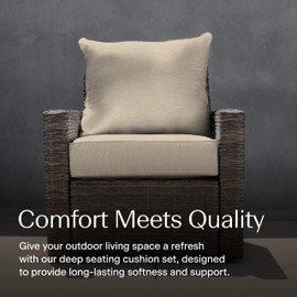 Honeycomb Outdoor Deep Seat, 24" W x 23" D, Textured Solid Almond Outdoor Chair Cushion