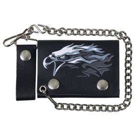 Hot Leathers (WLB1020 Black, 4" Tribal Eagle Tri-Fold Wallet