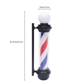 Gdrasuya10 32" Barber Pole LED Light with Red White Blue Stripes Traditional Barber Pole Outside Barber Shop Rotating Light Sign Light Box Wall Mounted Hairdressing Salon Save Energy Wall Lamp