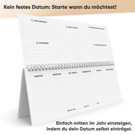 The old Uniture® table planner landscape without date, design weekly planner, desk calendar, weekly calendar in landscape format, weekly planner, desk calendar 2022