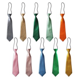 10 Pcs Solid Color Men's Necktie Adjustable Elastic Zipper Ties Classic Satin Skinny Neck Tie Slim Plain Ties for Boys Girls School Uniform Graduation Adult Men Women Business Wedding