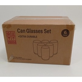 LE'RAZE Drinking Glasses 6pc Set - Can Shaped Glass
