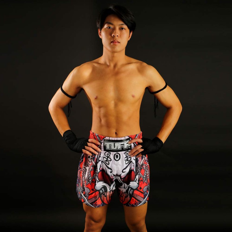 TUFF Muay Thai Shorts Boxing Trunks (TUF-MS619-BLK, L)