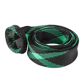 Qukaim Fishing Rod Cover Braided Sleeve Expandable Fishing Rod Pole Cover, Black and Green, Protector for Casting Rod180 cm