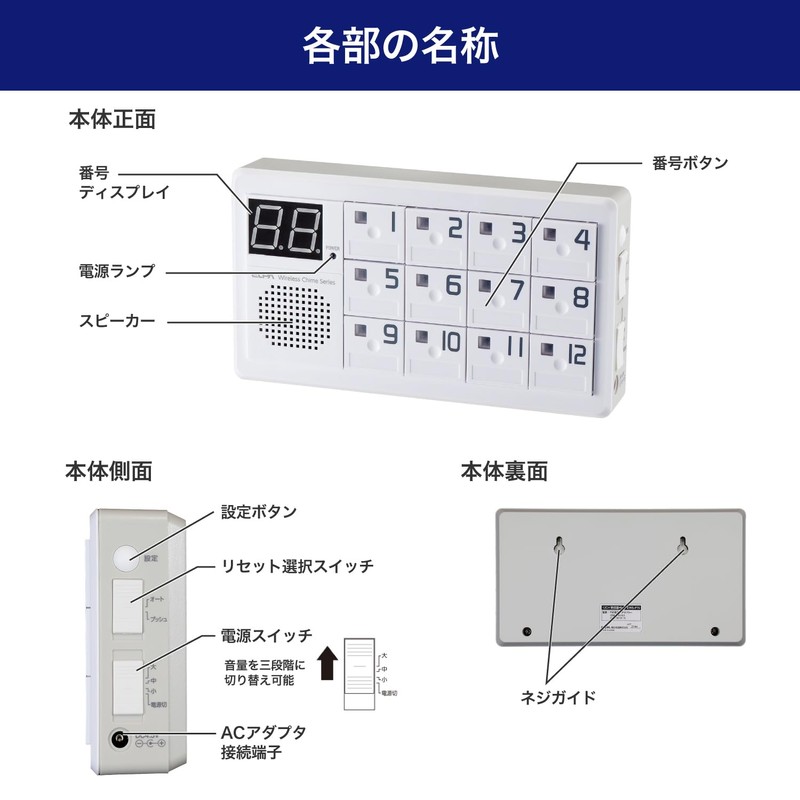 Elpa EWS-P70 Wireless Chime, 12CH Receiver, Intercom, No Construction Required,