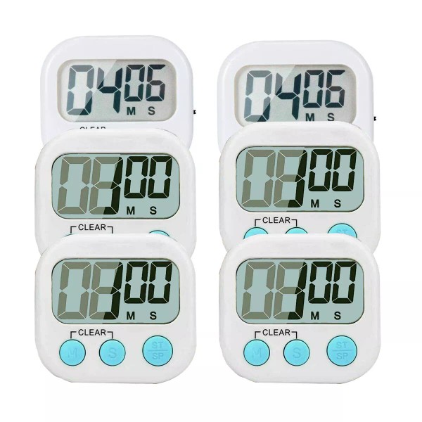 6 PACK Magnetic Digital Timers Loud Alarm Kitchen Timers for