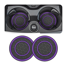 TSUGAMI 2 Pack Car Coasters for Cup Holder, 2.75 Inch No-Slip Anti Dust Insert Coaster, Universal Auto Waterproof Coasters Silicon Insulation Cup Mats for Woman Man, Suit for Vehicle Interior (Purple)