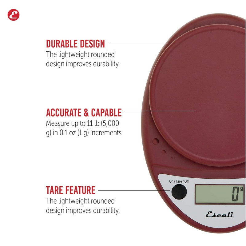 Escali P115WR Primo Digital Scale, 1 Count, Warm Red