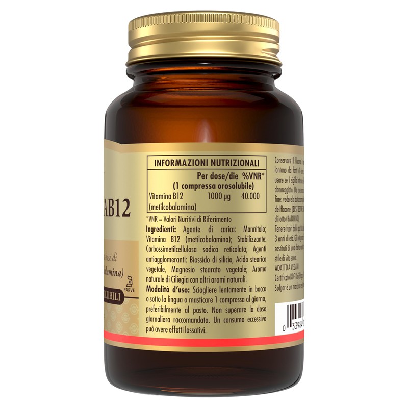 Solgar VITA METAB12 – Vitamina B12 metilcobalamina 1000 mcg, compresse