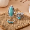 Turquoise Rings for Women Silver Stackable Knuckle Thumb Rings Western
