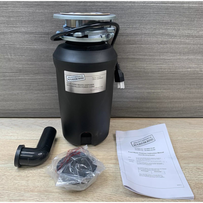 Maintenance Warehouse Garbage Disposal 1/3 HP W/Installed Power Cord (US-MW3-44)
