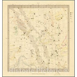 Historic Map : Celestial Map, Libra, Sagitarius, Capricorn, Ophiccus, Scorpius, Aquila, Hercules, Serpens, Dephinus, 1853, Vintage Wall Art : 16in x 16in