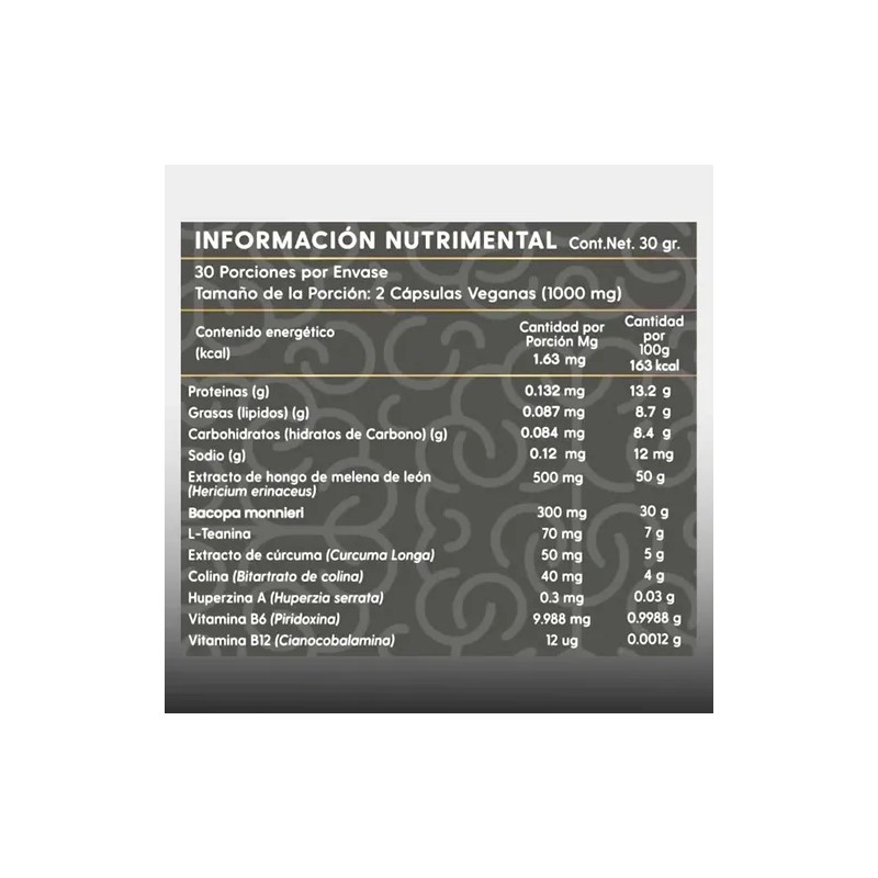 Homodeus Platinum Nootrópico Mejorado Suplemento Natural Hongo Melena León Bacopa