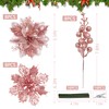 RICHMYC Christmas Flowers Artificial Glitter 24pcs Poinsettia Flowers Berries Christmas