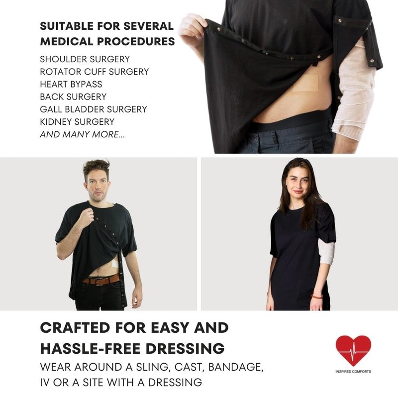 Post Surgery w/L&R Snaps (Black, L)