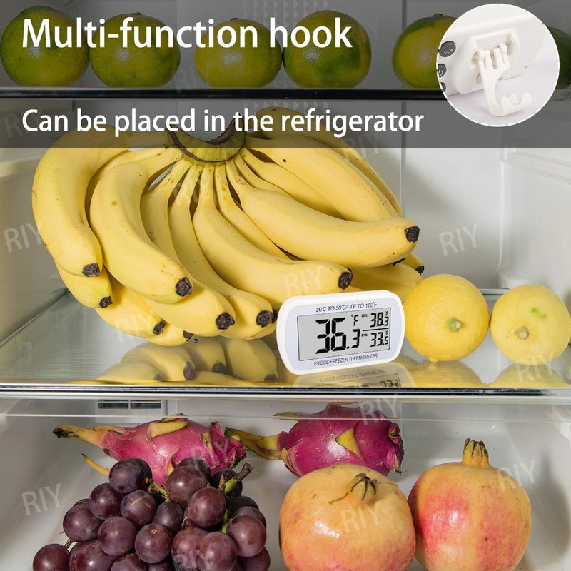 Refrigerator Thermometer Digital Fridge Freeze Room Thermometer Waterproof Large LCD