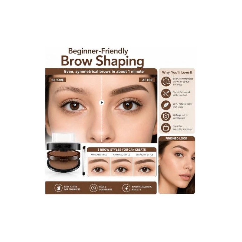 Double Colour Eyebrow Stamp Kit, Waterproof Sweat Proof Natural Matte