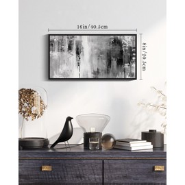 PHOPAGO Black Abstract Framed Wall Art Tie-dyed Abstract Illustrations Modern Minimalist Painting Decorative Artwork for Living Room Bedroom 8x16in Black Framed