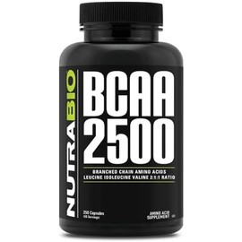 NutraBio-  BCAA 2500  Aminoácidos de Cadena Ramizada  Apoya el Nuevo Crecimiento Muscular y Prevenir la Desglose Muscular