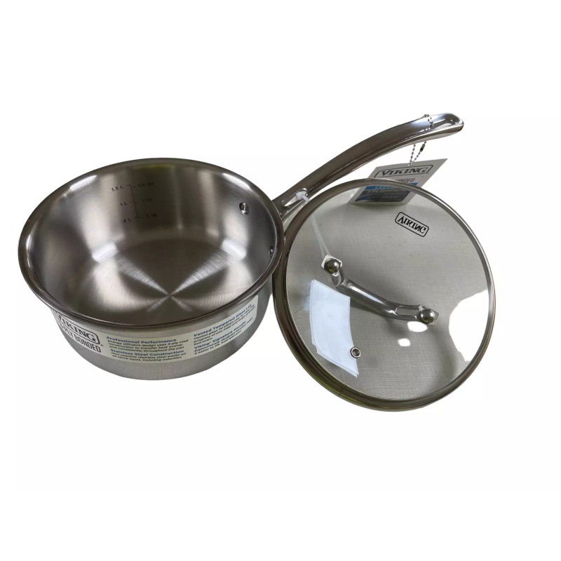 VIKING 3-Ply Stainless Steel/ Sauce Pan Pot with Glass Lid/