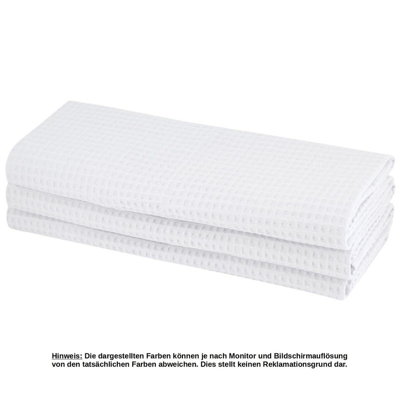 3 x Tea Towels 100% Cotton Waffle Piqué in White