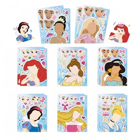 12 Princess DIY Kids Stickers, Make Your Own Stickers for Party Favor Bags, Face Sticker Crafts for Birthday Party Supplies Favors, Princess Themed Party Supplies