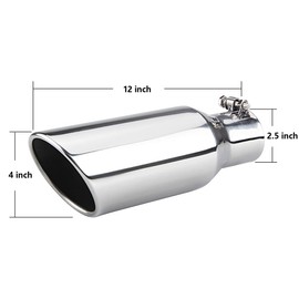 2.5 Inch Inlet Exhaust Tip,2.5" x 4" x 12" Polished Exhaust Tailpipe Tip for Truck With Bolt On Design