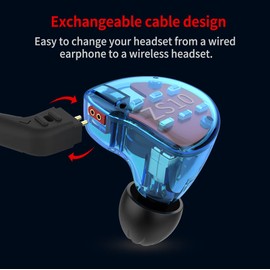 KZ ZS10 Headphone In Ear Stereo Earphones, Yinyoo In Ear Monitor Hybrid 4 Balanced Armature and 1 Dynamic Drivers with Detachable 2 Pins Cable for MP3 Player(Blue With Mic)
