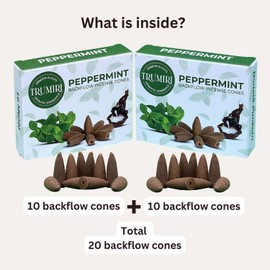 Peppermint Backflow Incense Cones - Total 20 Incense Cones Waterfall - Dual Pack of 10 Incense Backflow Cones - Waterfall Incense Cones - Incense Waterfall Cones