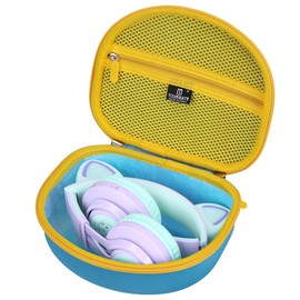 Tourmate - Funda rígida de viaje para Riwbox CT-7 / CT-7S - Auriculares inalámbricos para niños con orejas de gato, bolsa protectora de almacenamiento (azul y amarillo)