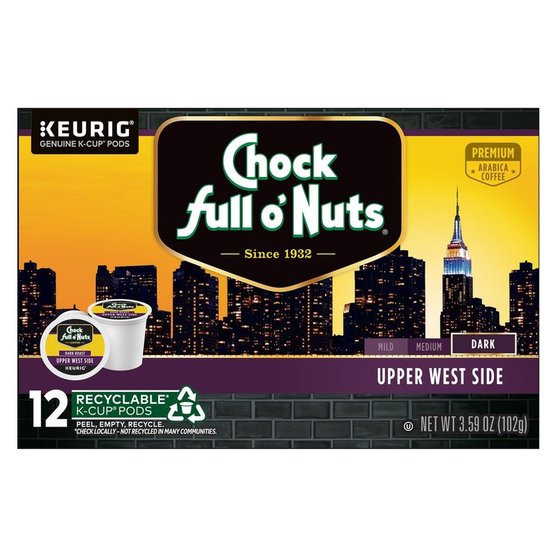 Chock Full o'Nuts Upper West Side Coffee, Dark Roast, Compatible