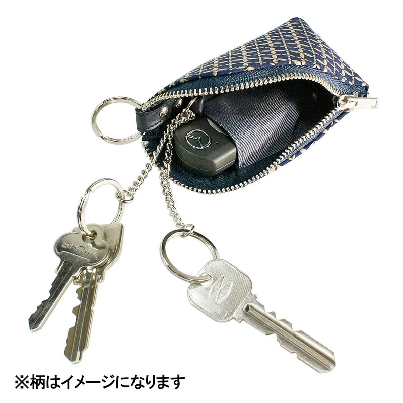 Indenya 4707-14-179 Key Case D Deer Leather Navy Blue Base