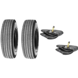 Justubes Two 4.10/3.50-5 Sawtooth Tires W/ TR87 Bent Stem Tubes Cart Dolly 410/350-5
