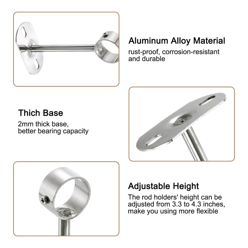 sourcing map 4 Pcs Ceiling Mount Bracket, Wardrobe Pipe Bracket,