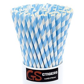 Light Orange Striped Drinking Paper Straws for Birthday Party Wedding Baby Shower Biodegradable Straw Box of 100