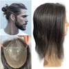 Hombres Tupé for hombre con encaje suizo #1B20, cabello humano