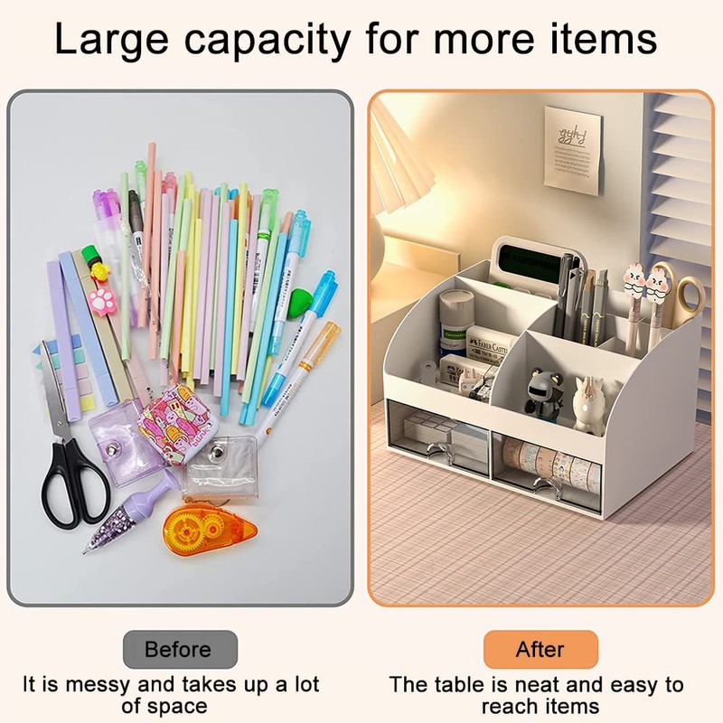 Desktop Organiser, Office Stationery Drawer Organizer Makeup Storage Box, Desk