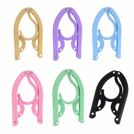 6 Pack Foldable Clothes Hangers for Travel - Portable, No Slip & Windproof Design, PP Plastic Collapsible Hangers with Anti-Slip Grooves, Space Saving for Shirts, Jeans, Socks (Multi-Color)