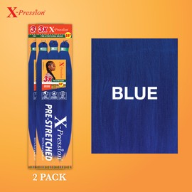 Sensationnel Xpression prestretched braiding hair - 3x xpression 58-inch kanekalon flame retardant smooth yaki braid - 3x x-pression 58 inch (2 pack, BLUE)